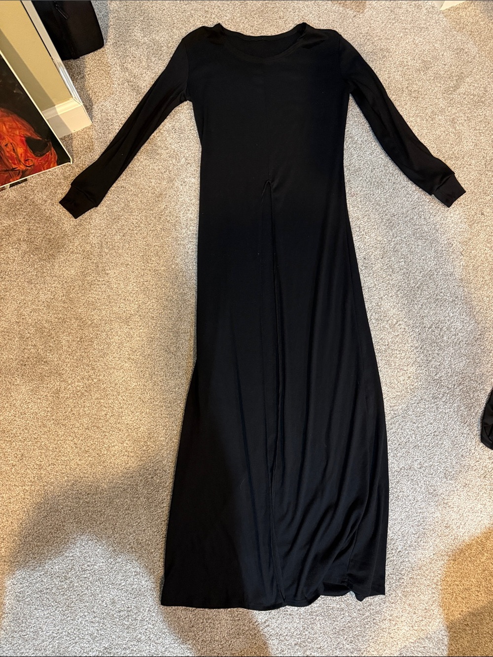 Long Sleeve Black Maxi Tunic -